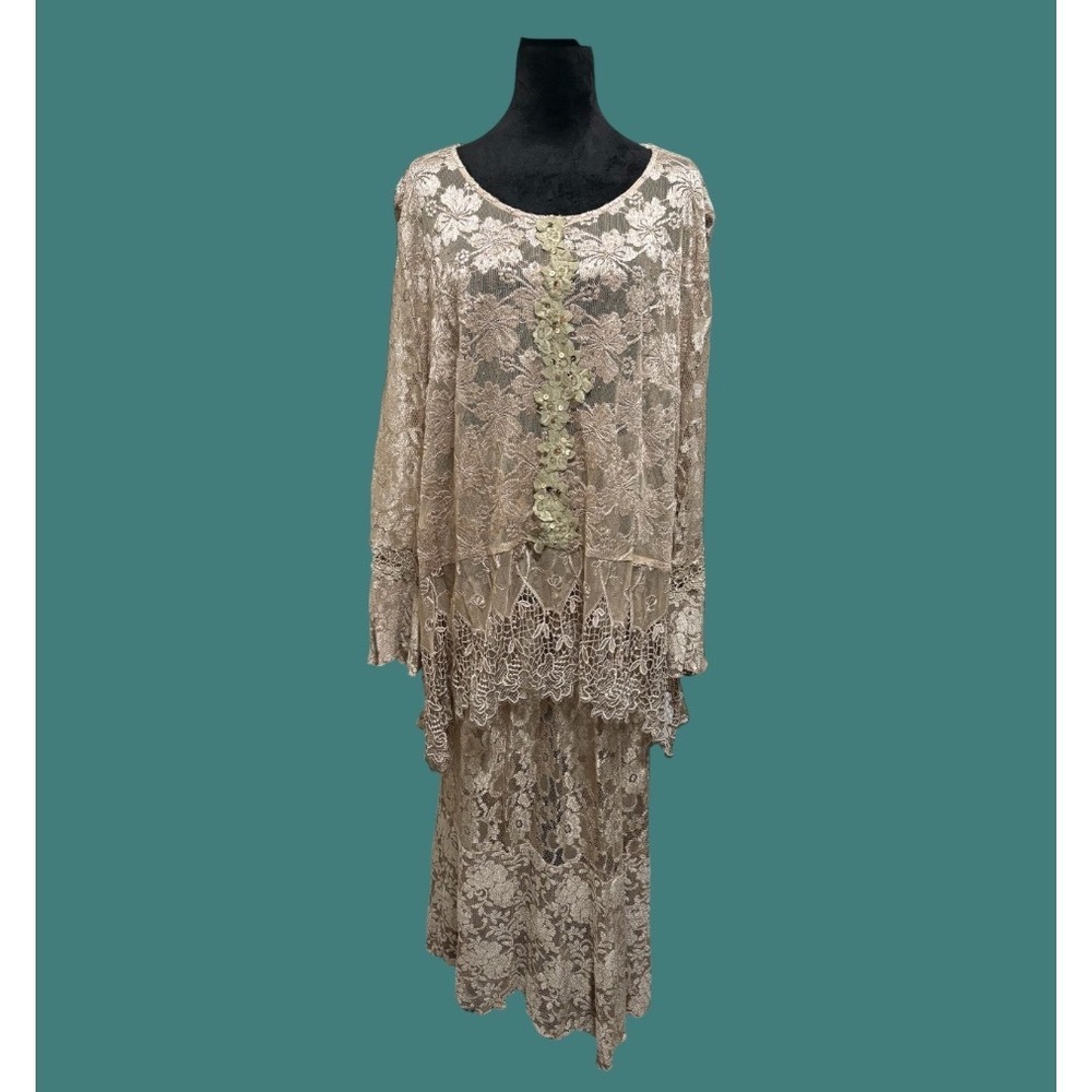 Spencer Alexis Lace Overlay Tunic Top & Skirt Set‎ Vintage size 1X fits like L